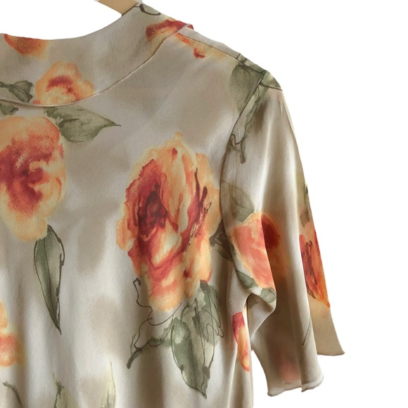 Linda Lundström Vintage Floral Print Sheer Women's Dress with Slip M/L - Picture 10 of 16